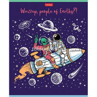 Тетрадь А5 48л клетка "Привет, земляне!" на скобе выборочный лак 5 дизайнов 073294 от магазина "Карандаш"