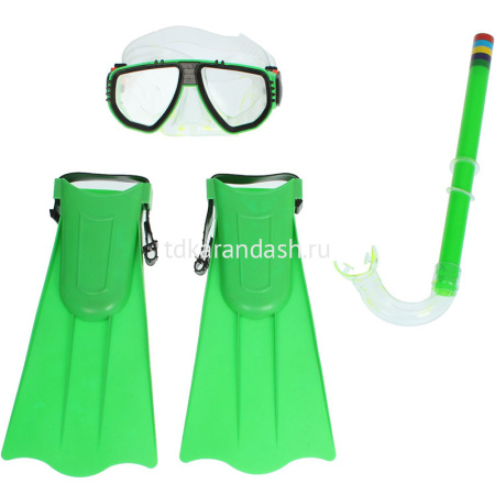 Набор д/плавания (маска, трубка, ласты) зеленый Y3078-15
