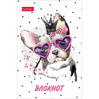 Блокнот А7 48л "Модные мордочки" клетка, склейка, 3-х цветный блок, 5 дизайнов 050051 от магазина "Карандаш"
