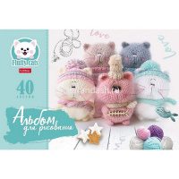Альбом для рисования А4 40л "Уютные котики" на скобе 5 дизайнов 074749 от магазина "Карандаш"