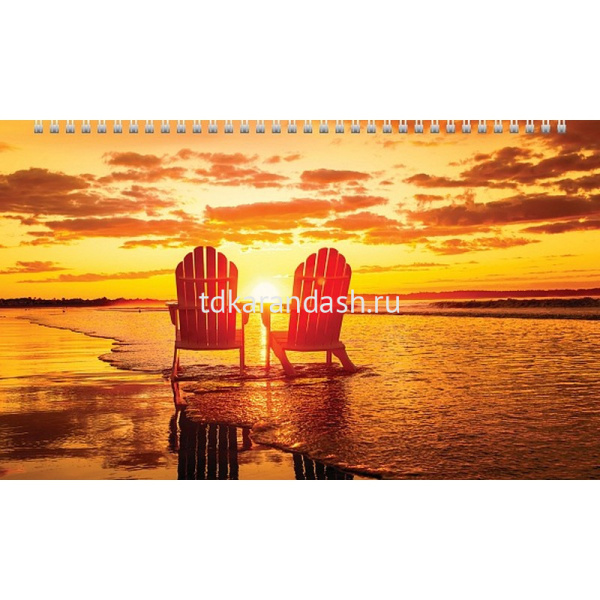 Календарь квартальный 2026 "Романтика заката" 320х840мм настенный трехблочный, с бегунком 5 постеров от магазина "Карандаш"