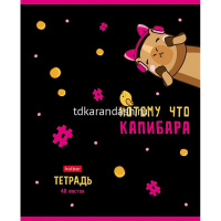 Тетрадь А5 48л клетка "Потому что Капибара" на скобе выборочный лак 5 дизайнов 48Т5вмВ1/086694 от магазина "Карандаш"