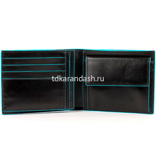 Кошелек "Blue Square" 12,5х9,5х2,5см 1 отделение, черный, натуральная кожа PU1240B2/N от магазина "Карандаш"