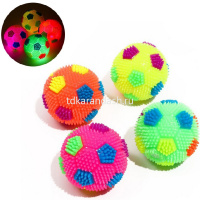 Мяч-попрыгунчик с шипами "Футбол" 7,5см на подвеске (звук) 4 цвета CQ2231 от магазина "Карандаш"