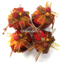 Набор шаров 80мм 4шт с бантом, красный 398/HR61673 от магазина "Карандаш"