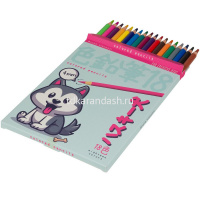 Карандаши 18 цветов "Kawaii animals" круглые, пластиковые, картон, 4 вида 30-0128 от магазина "Карандаш"