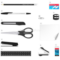 Набор настольный "Mini Desk" 11х11х20см 12 предметов, вращающийся, пластик, черный 11 от магазина "Карандаш"