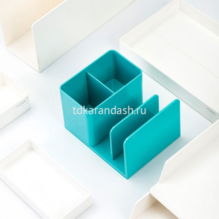 Подставка-органайзер "Nusign" 12х15,5х9,5см 4 отделения, пластик, голубой ENS950blue от магазина "Карандаш"