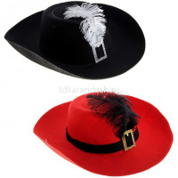 Шляпа Мушкетера с пером, фетр, 2 цвета Y1816-14 от магазина "Карандаш"