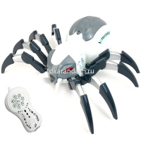 Паук р/у 30х24х10см с аккумулятором, пластик, бело-серый (свет, звук, пар) LT383315 от магазина "Карандаш"