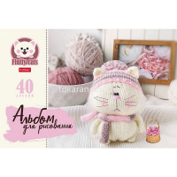 Альбом для рисования А4 40л "Уютные котики" на скобе 5 дизайнов 074749 от магазина "Карандаш"