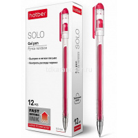 Ручка гелевая "Solo" 0,5мм красная, трехгранный корпус, чернила fast dry 058622 от магазина "Карандаш"