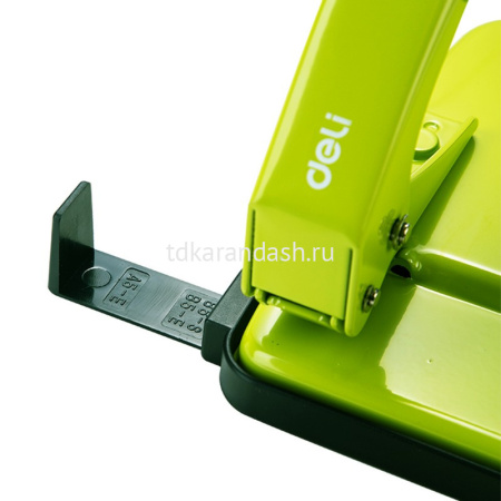 Дырокол 35л 2-отв, d-6мм, с линейкой, металл, салатовый E0138 от магазина "Карандаш"