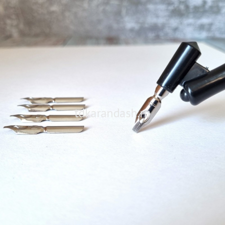 Набор для каллиграфии 6 предметов (5 переьев, косой держатель для пера) FLCG6PL от магазина "Карандаш"