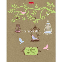Тетрадь А5 96л клетка "Маленькие птички" на скобе крафт 5 дизайнов 96Т5В1/066342 от магазина "Карандаш"