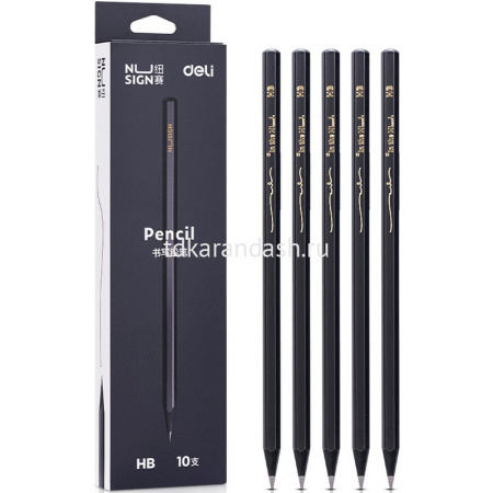 Карандаш чернографитный "Nusign" HB, шестигранный, корпус черный NS722-HB от магазина "Карандаш"