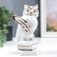 Сувенир "Сова на книгах" белый 13см керамика Y10417-24 от магазина "Карандаш"