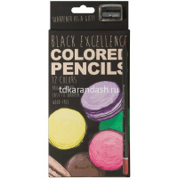 Карандаши 12 цвета "Black Excellence" трехгранные с точилкой пластиковые, картон, 4 вида 30-0124 от магазина "Карандаш"