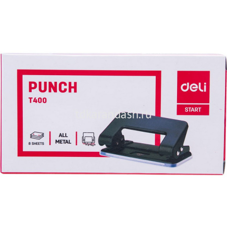 Дырокол 8л 2-отв, d-6мм, металл, черный ET40020 от магазина "Карандаш"