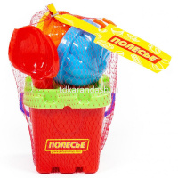 Набор д/песка №261 (ведро-крепость малое, ситечко-крепость, совок №2, грабельки №2, 3 формочки) 7123 от магазина "Карандаш"