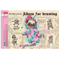 Альбом для рисования А4 32л "Мопс" на спирали, перфорация на отрыв, 5 дизайнов 074774 от магазина "Карандаш"