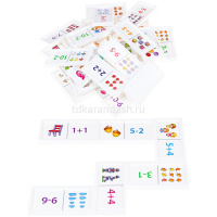 Домино "Веселая математика" пластик (28 деталей 7х3,5см) ИД-5429 от магазина "Карандаш"