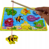 Пазл-игра "Рыбалка" 30х22см на магнитах, дерево (1 удочка, 8 рыбок) 11389-24 от магазина "Карандаш"