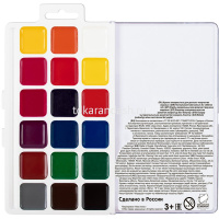 Краски акварельные 18 цветов "Учись" медовые без кисточки пластиковая упаковка LNW-0118 от магазина "Карандаш"