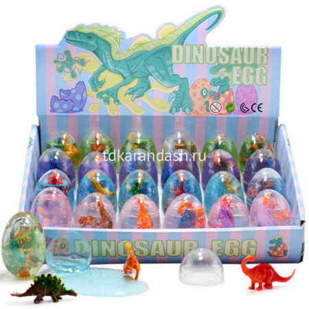 Слайм 6х5х5см 60гр. с фигуркой динозавра в яйце, 4 цвета J3161 от магазина "Карандаш"