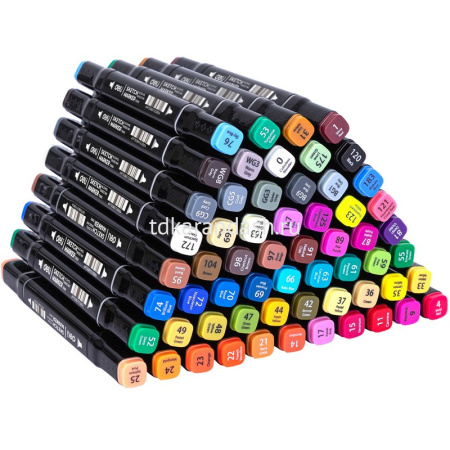 Набор маркеров двусторонних 60 цв, толщина линии 1-7мм в текстильном чехле E70806-60 от магазина "Карандаш"