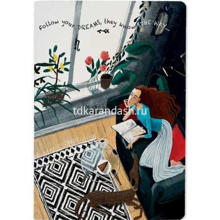 Тетрадь А5 40л клетка "Follow your dreams" прошитый блок матовая ламинация 7-40-001/133
