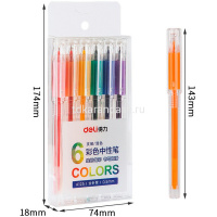 Набор гелевых ручек 6цв 0,5мм "Deli" в блистере с европодвесом A125 от магазина "Карандаш"