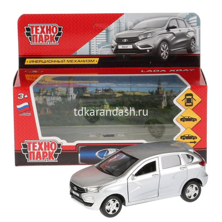 Машина "Lada Xray" серебристая, инерционная, металл 12см (открывающиеся двери) XRAY-SL от магазина "Карандаш"