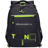 Рюкзак 28х39х17см 943гр, 2 отделения, 3 кармана, с сумкой для обуви, черный/салатовый RB-458-1/3 от магазина "Карандаш"