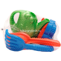 Набор д/песка №96 (совок, лейка, грабли, 2 формочки) 16х22х13см в сетке 196H от магазина "Карандаш"