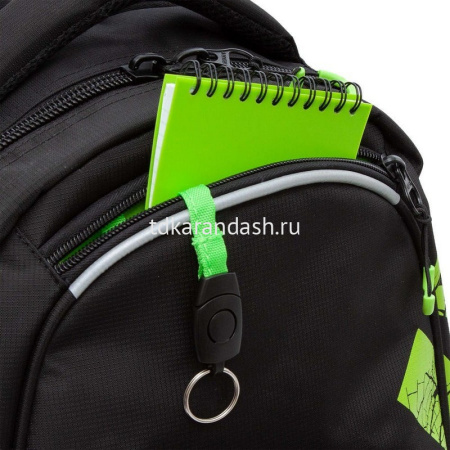 Рюкзак 32х42х22см, 1100гр, 2 отделения, 4 кармана, черный/салатовый RU-423-14/7 от магазина "Карандаш"
