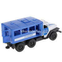 Машина "Урал. Будка Полиция" инерционная, металл 12см (открывающиеся двери) SB-16-51-A-WB от магазина "Карандаш"