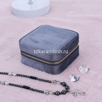 Шкатулка 10х10х5см текстиль, серая Y10605-24 от магазина "Карандаш"