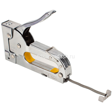 Степлер мебельный №13/4-8,№53/4-8 "Pro" серебристый/желтый (скобы 53/8-800шт.) ET35011 от магазина "Карандаш"