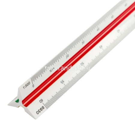 Линейка 30см масштабная, с держателем, трехгранная шкала, пластик, ассорти E8930 от магазина "Карандаш"