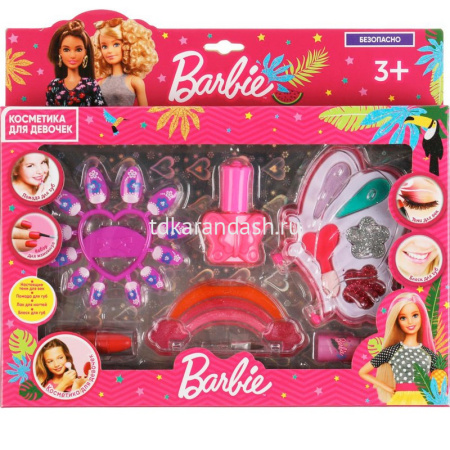 Косметика для девочек "Барби" (тени для век, помада 2шт., лак для ногтей, ногти) 20577C2-BAR