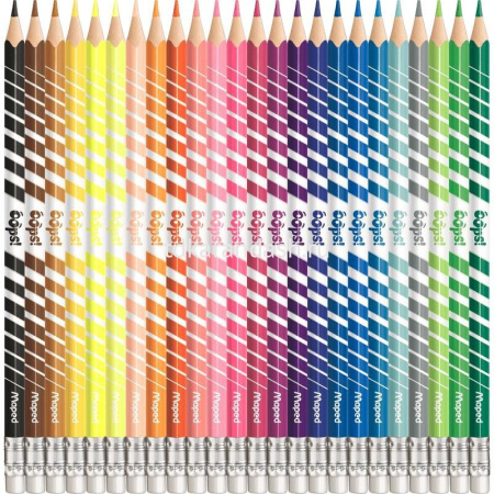 Карандаши 24 цвета "Color'Peps Oops" трехгранные пластиковые, с ластиком, картон 832824 от магазина "Карандаш"