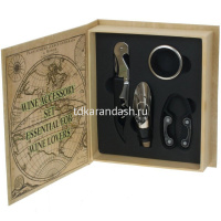 Набор сомелье (футляр-книга, штопор, кольцо, дозатор, нож) 14,5х4х16,5см, 2 вида 766463 от магазина "Карандаш"