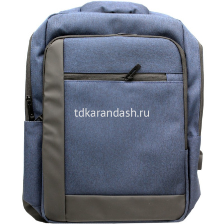 Рюкзак 43х35х9см 750гр, 2 отделения, 3 кармана, USB разъем, текстиль, синий SD328