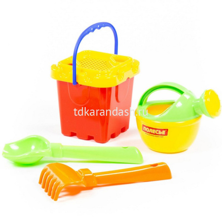 Набор д/песка №264 (ведро-крепость малое, ситечко-крепость, совок №2, грабельки, лейка малая) 7147 от магазина "Карандаш"