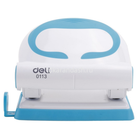 Дырокол "Vivid" 20л 2-отв, d-6мм, с линейкой, пластик, белый/голубой E0113 от магазина "Карандаш"