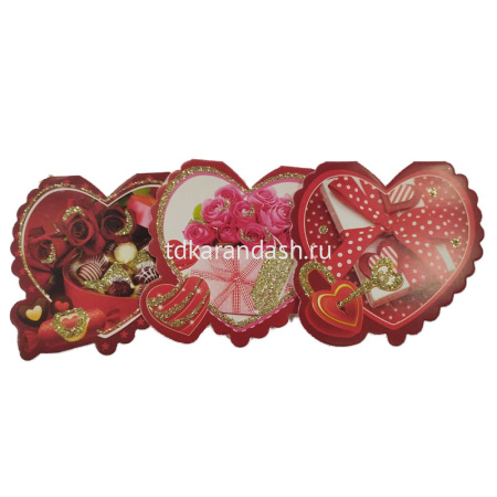 Открытка "Сердце" мини формат 75х70мм 20 видов Y6589-18 от магазина "Карандаш"