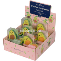 Точилка 1 отв. "FunGraphix. Авокадо" с контейнером и ластиком, пластик, 2 цвета 35-0036 от магазина "Карандаш"