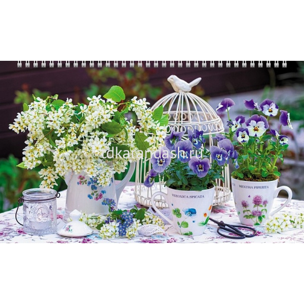 Календарь квартальный 2026 "Уютный сад" 320х840мм настенный трехблочный, с бегунком 5 постеров от магазина "Карандаш"