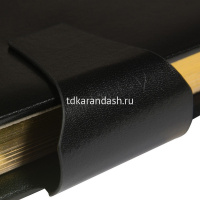 Ежедневник полудатированный А5+ "Windsor" 416стр., черный, золотой срез, натурал.кожа, на кнопке от магазина "Карандаш"